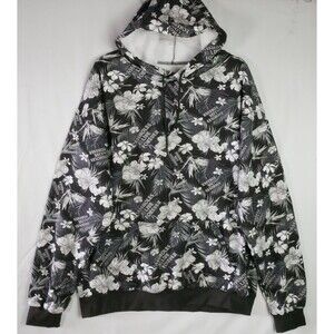 Assholes*s Live Foorever Men Size XL Sweatshirt Black White Hoodie Floral Hawaii